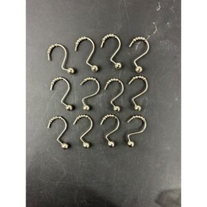 Set of 12 Chrome Roller Ball Shower Curtain Hooks Silver Metal Rings Beaded